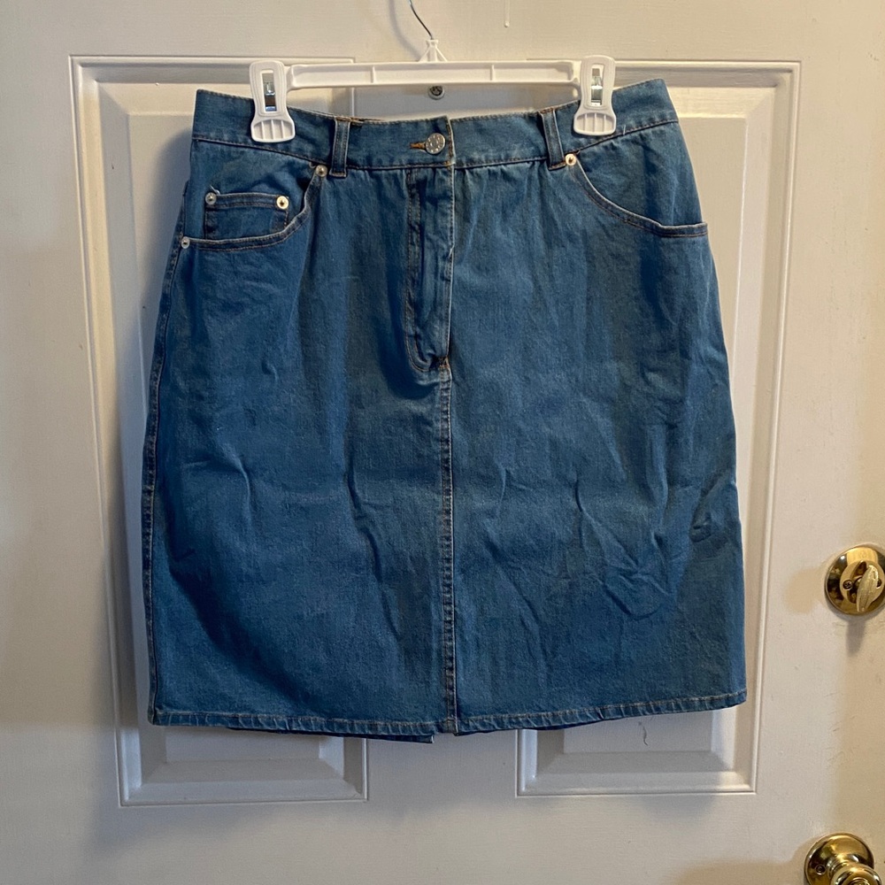 Denim & Co Classic Blue Denim A-Line Skirt